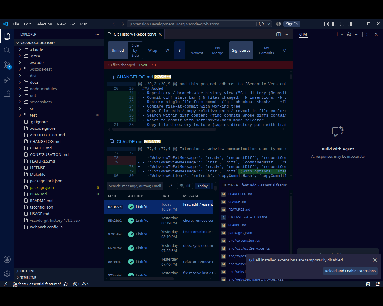 Repository-wide history view